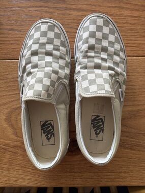Sage Green Checkered Slip-On Vans